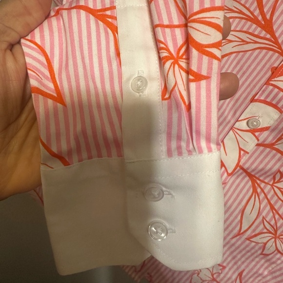 Talbots Pink and Orange Casual Button Down Shirt - Picture 4 of 5